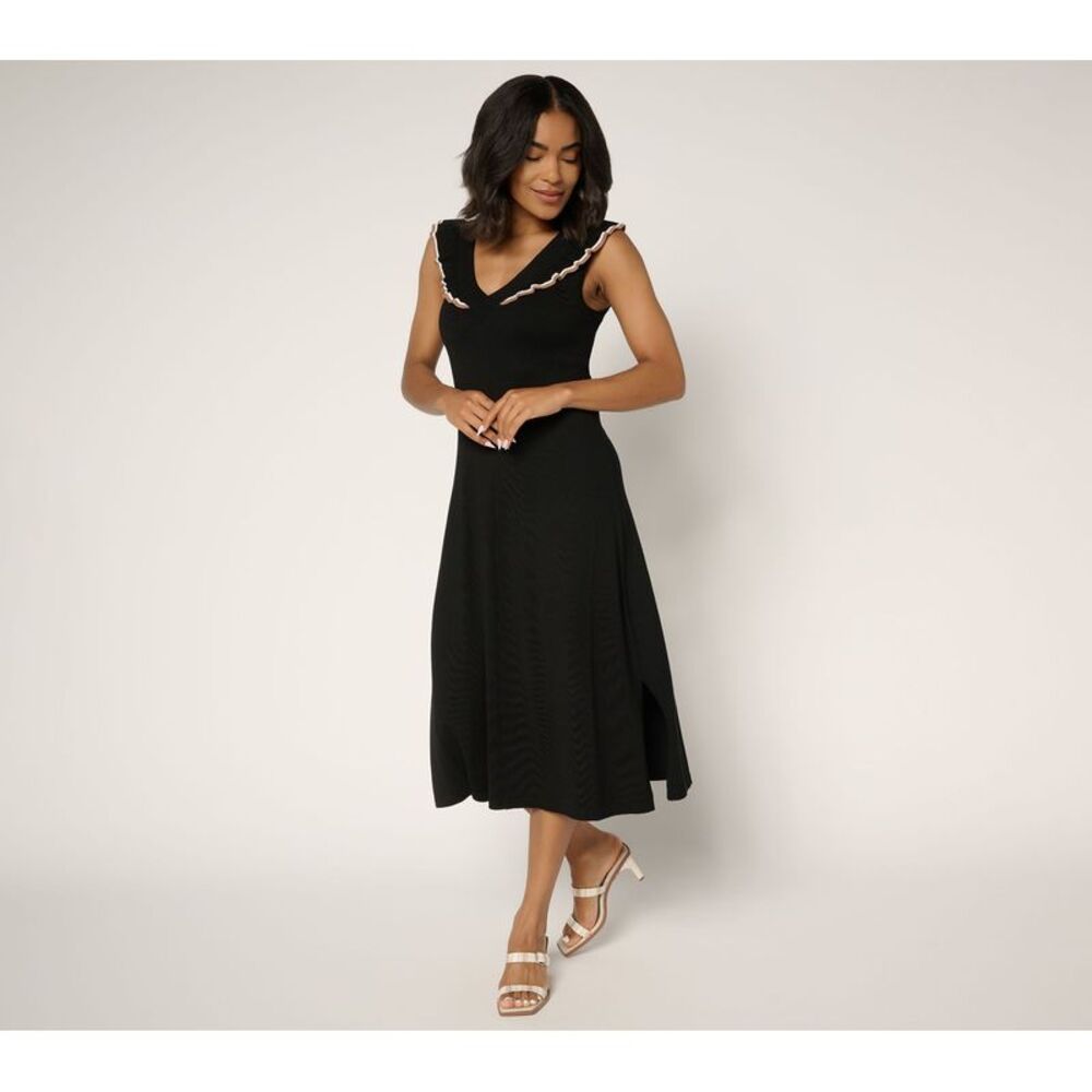 Over 50 & Fabulous Women's Dress Sz XL Kelle Sweater Ruffle Black